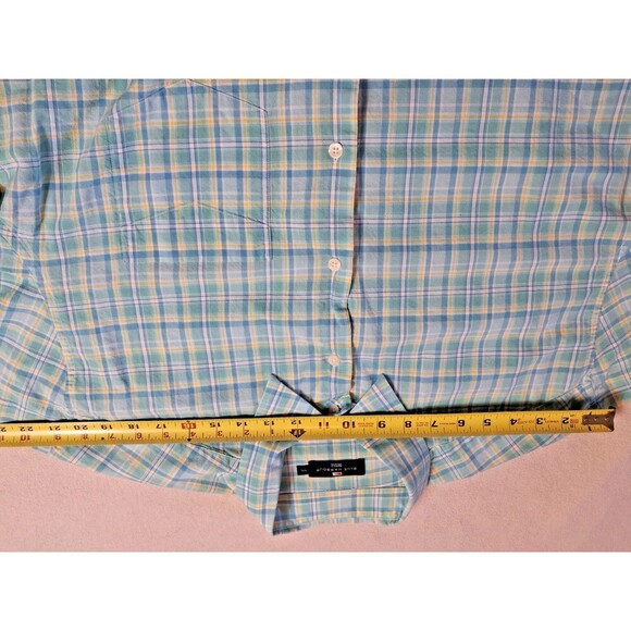 Blue Harbor Summer Cotton blend Short Sleeve Shirt XL Blue/yellow plaid. - Picture 5 of 7